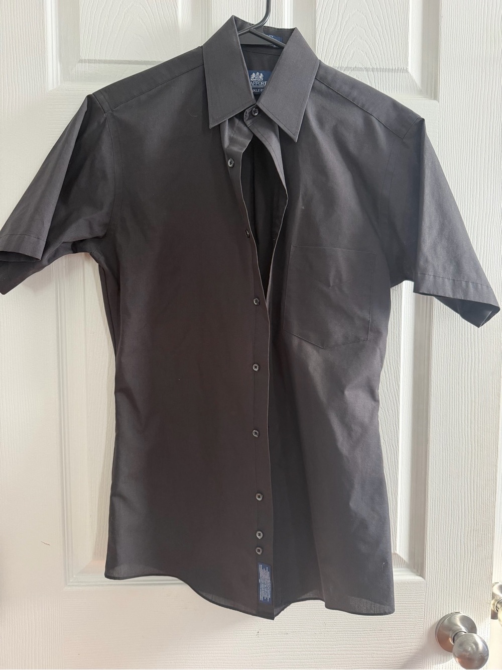 Stafford Men's Short-Sleeve Black Button-Down Shirt